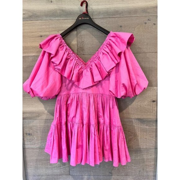 AJE Solstice Ruffled Poplin pink Mini Dress - Picture 3 of 13
